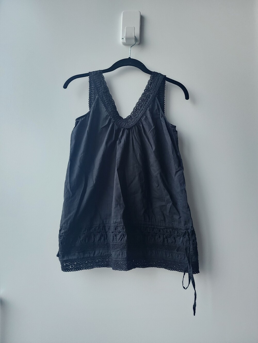Glenfield 100% Cotton Crochet Lace Trim Drawstring Tank Top